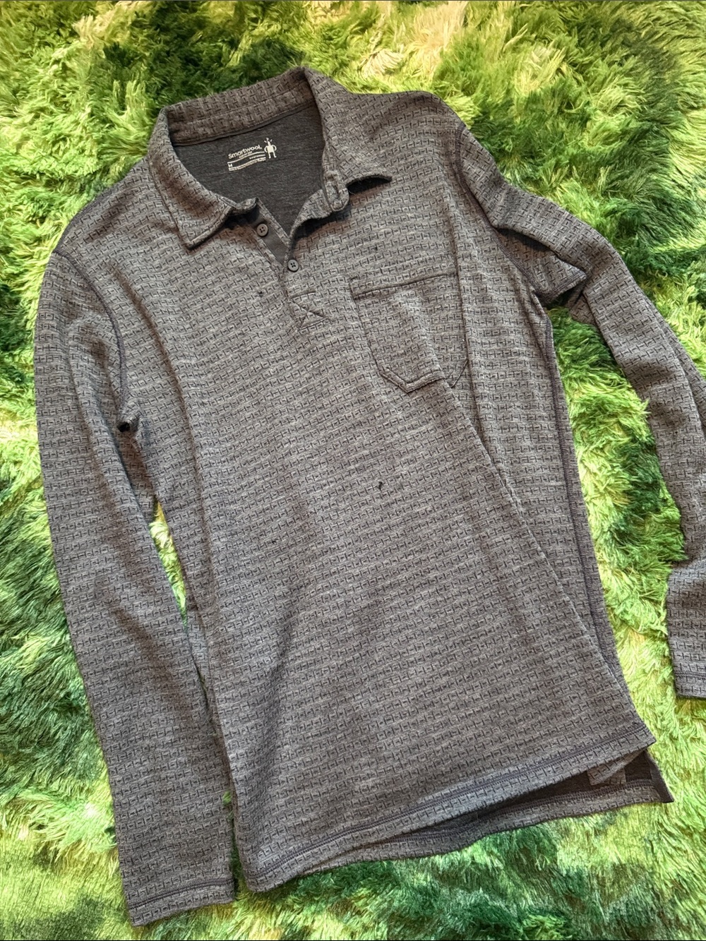 Smartwool Men's Gray Long-Sleeve Polo with Chest Pocket